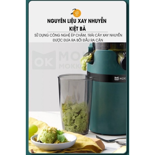 Máy ép chậm Mokkom MK199 chính hãng, máy ép hoa quả, ép nguyên quả bảo hành 12 tháng