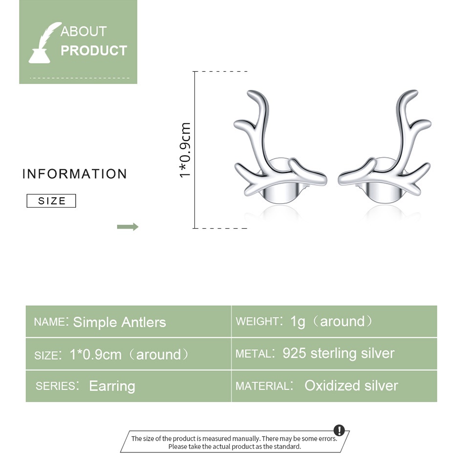 BAMOER Bông Tai bạc 925 Hình Tuần Lộc Giáng Sinh Thời Trang Cho Nữ SCE962
