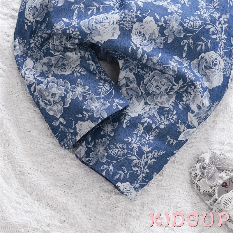 Bộ Áo Liền Quần Tay Cánh Tiên In Hoa Đáng Yêu Cho Bé Gái