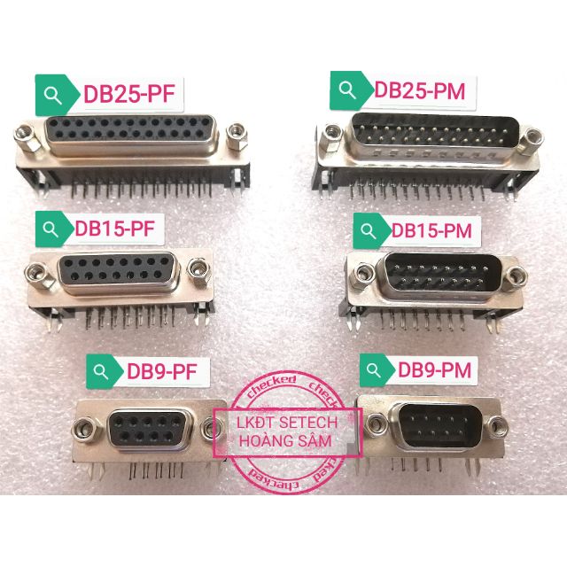 Cổng DSUB DB9 DB15 DB25 DB37 màu đen chân cong hàn mạch cắm board các loại