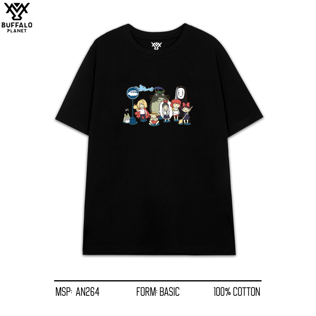 ÁO THUN BASIC IN NHÂN VẬT, Áo thun cotton unisex nam nữ mặc được, form vừa dáng, CÓ BIGSIZE - BUFFALO PLANET - AN264