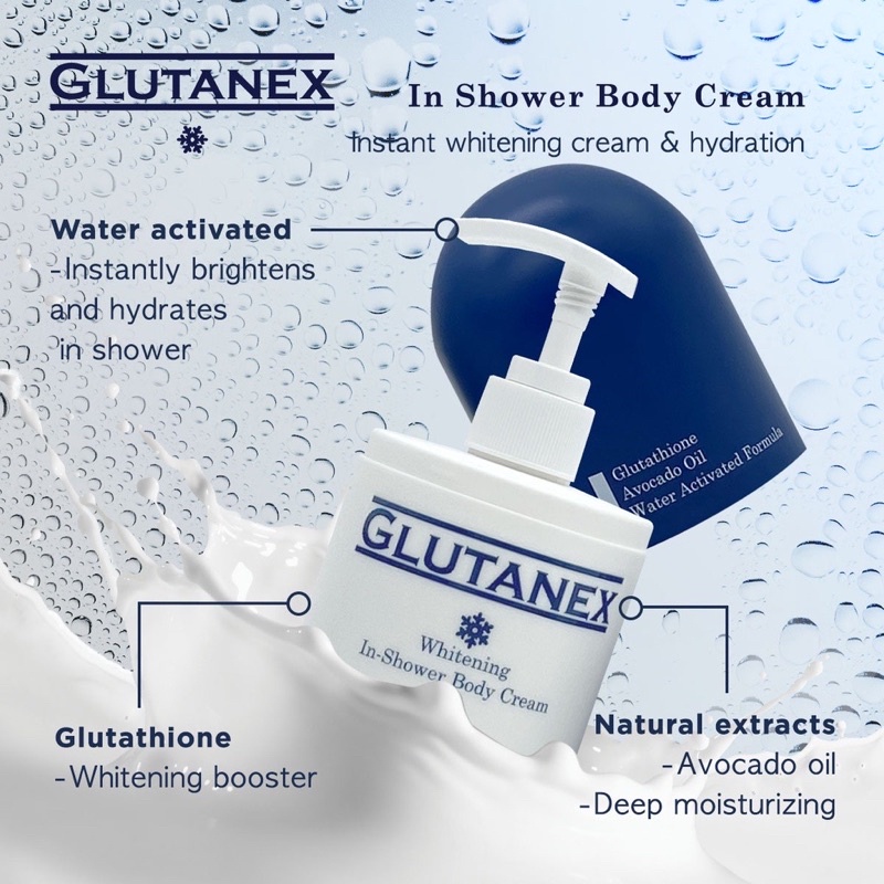 Kem sữa tắm trắng da glutanex in shower body cream nâng tone trắng sáng