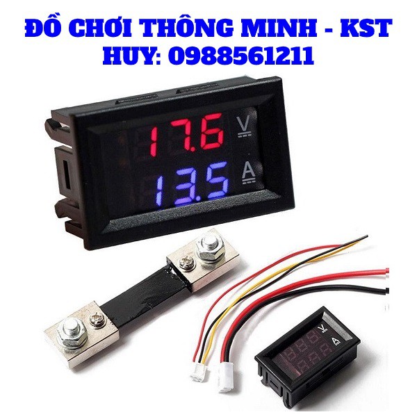 Đồng hồ LED đo điện áp và dòng điện DC 100V 10A / 50A. Vôn kế - Ampe kế