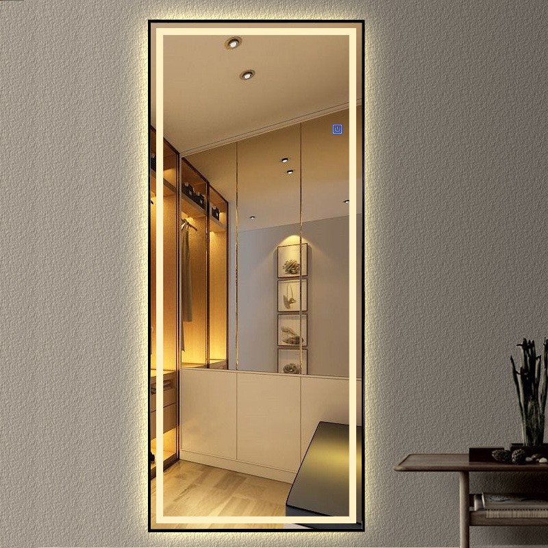 ( giá sỉ ) gương soi toàn thân shopee khung gỗ có đèn led cảm ứng thông minh - kích thước 50x150 cm