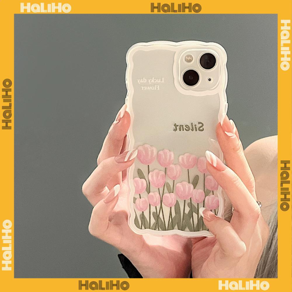 iPhone Case Silicone Soft Case Clear Case Wave Airbag Shockproof Camera Cover Protection Pink Flower Compatible For iPhone 11 iPhone 13 Pro Max iPhone 12 Pro Max iPhone 7 Plus xr
