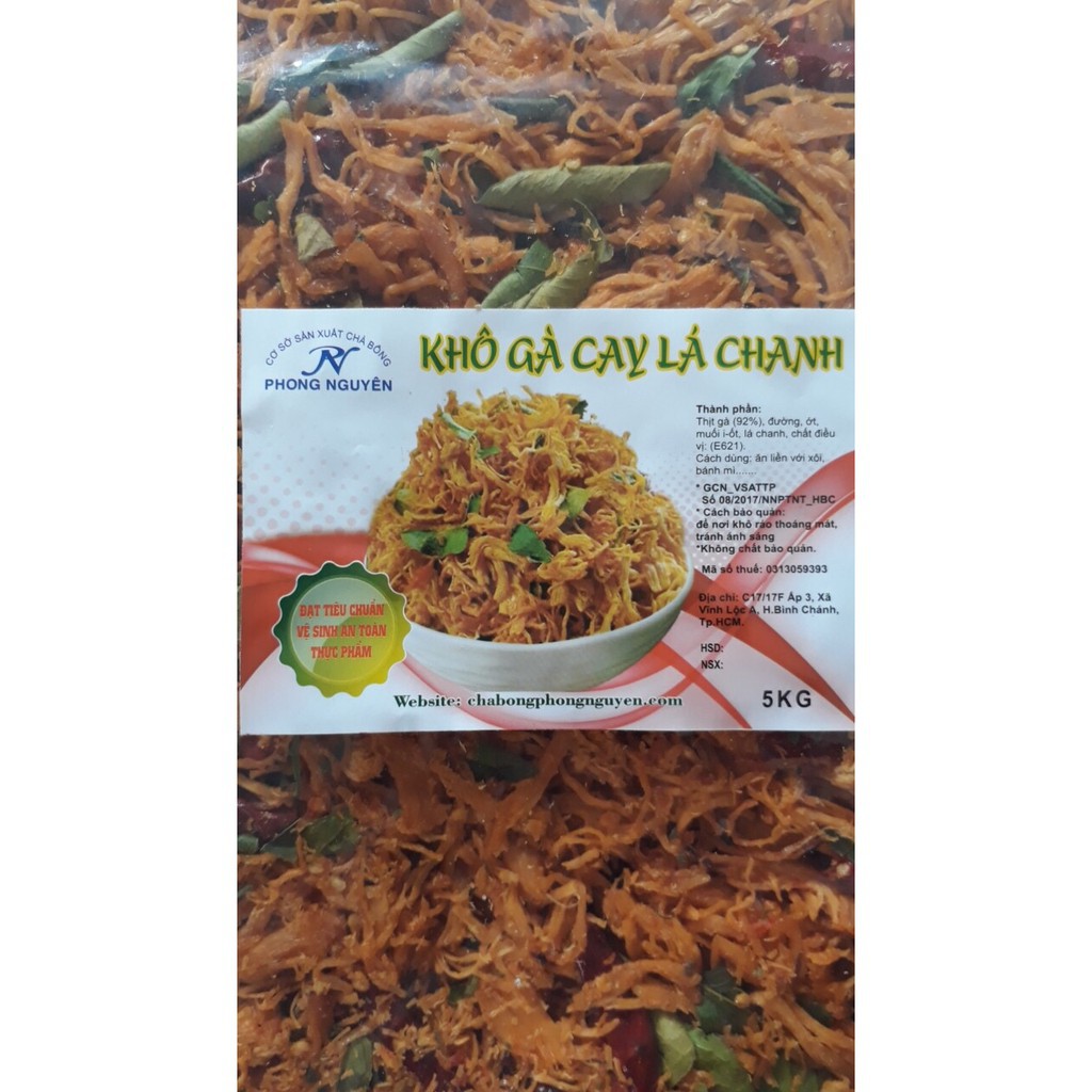 [Có sẵn] Sỉ 5kg khô gà lá chanh Phong Nguyên - Nguyên bịch 5kg