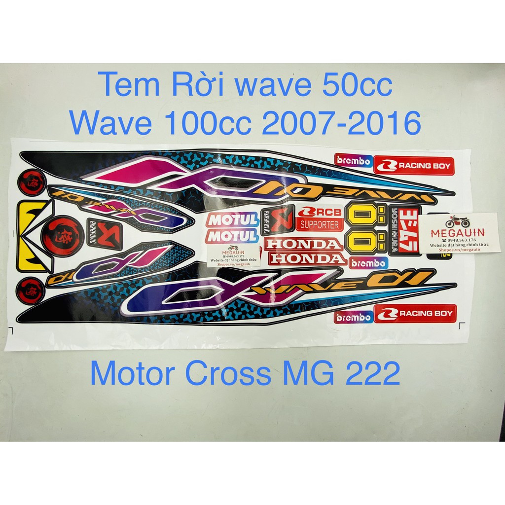 Tem rời Decal Wave A 2006 - 2020 (mẫu MOTOCROSS MG023)