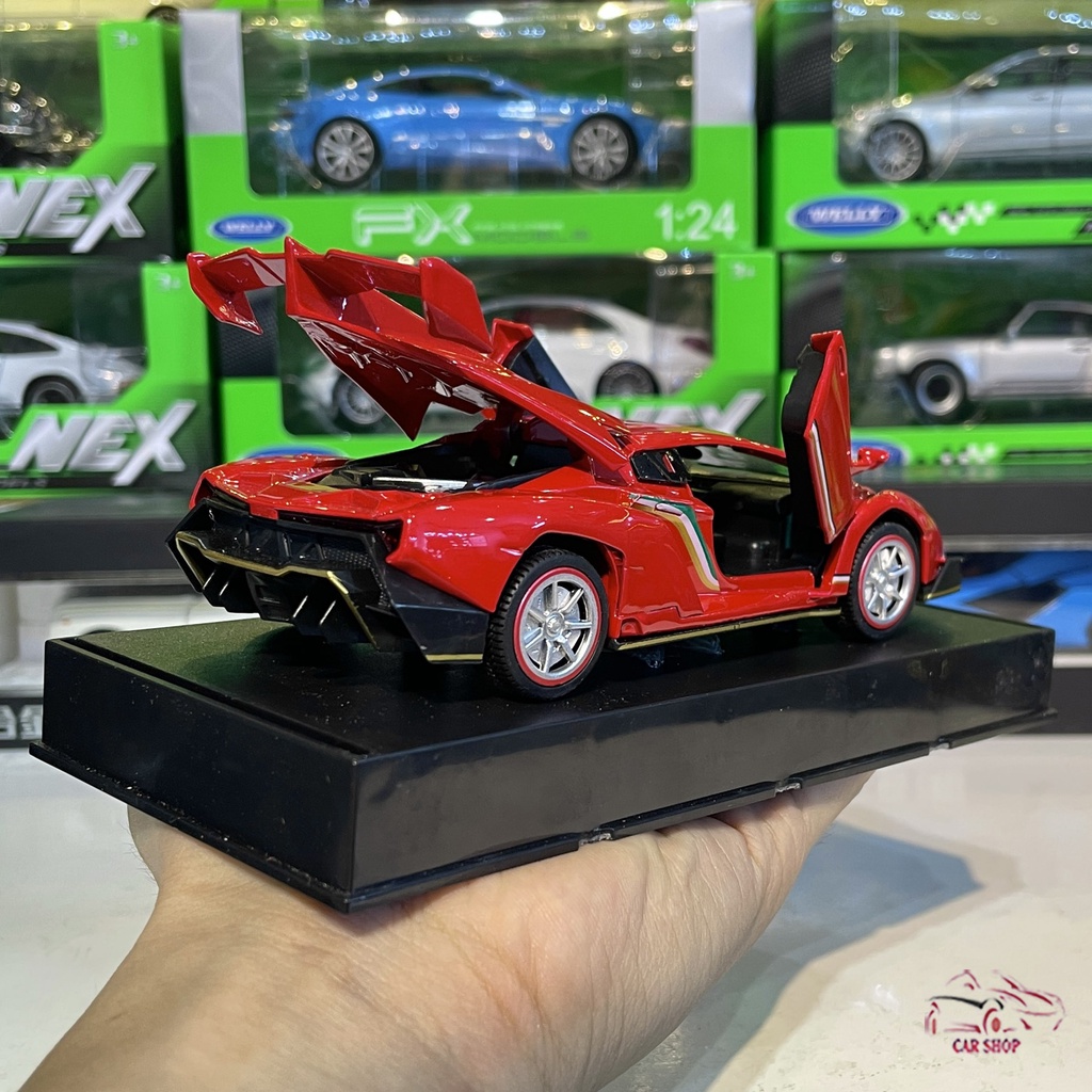 Mô hình xe bằng sắt Lamborghini Veneno tỉ lệ 1:32 hãng Double Horses màu đỏ