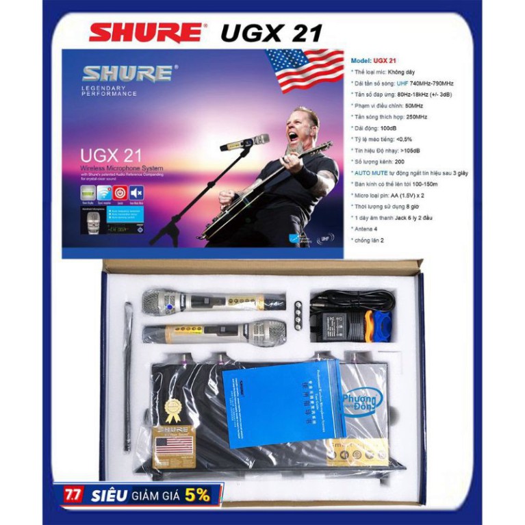 Micro không dây Shure UGX21-micro karaoke chuyên nghiệp thết kế khoa học, tính năng vượt trội