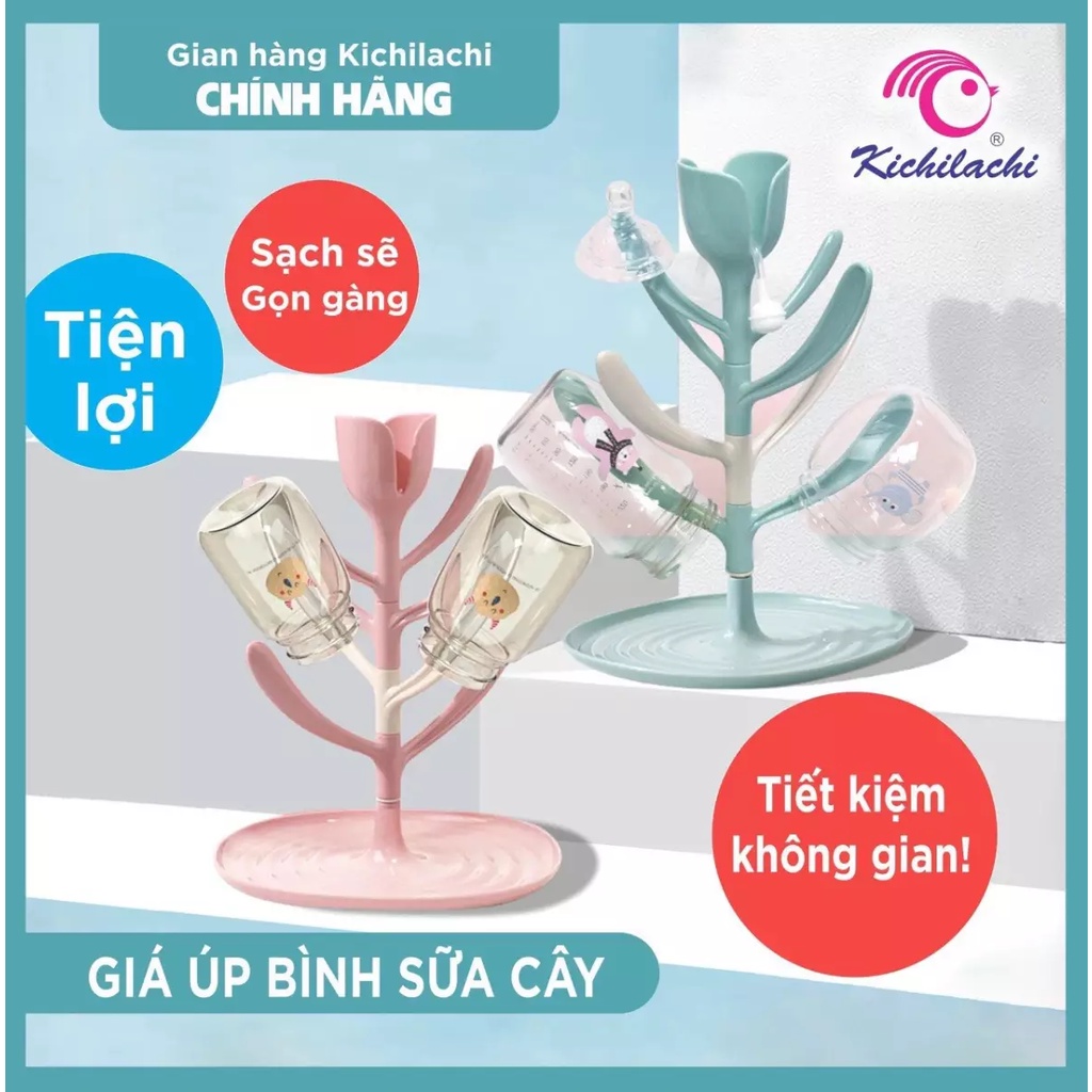 Khay/ giá úp bình sữa cao cấp hình cây Kichi