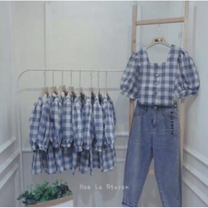 [Mã FAMAYWA giảm 10K đơn 50K] [ ảnh thật + video] Áo Sơ Mi Kẻ Nữ, Sơ Mi Kẻ Ngắn Tay, Sơ Mi Caro Cổ Vuông | BigBuy360 - bigbuy360.vn