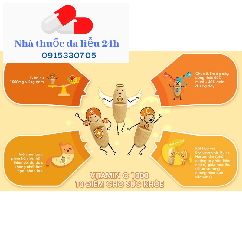 NAT C 1000 VIÊN UỐNG CUNG CẤP VITAMIN C GIÚP SÁNG DA, TĂNG CƯỜNG SỨC ĐỀ KHÁNG - Nhà Thuốc Da Liễu 24h