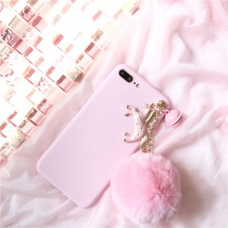 Ốp lưng unicorn kèm cục bông