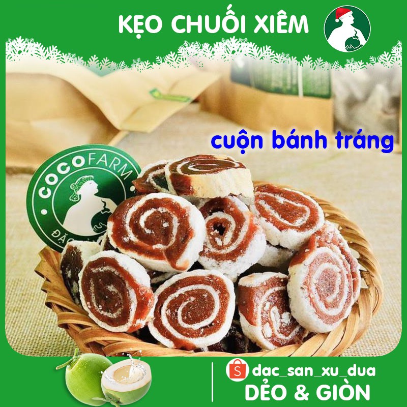 Kẹo chuối cuộn bánh tráng Cocofarm bịch 500g - Đặc sản xứ dừa Việt Nam