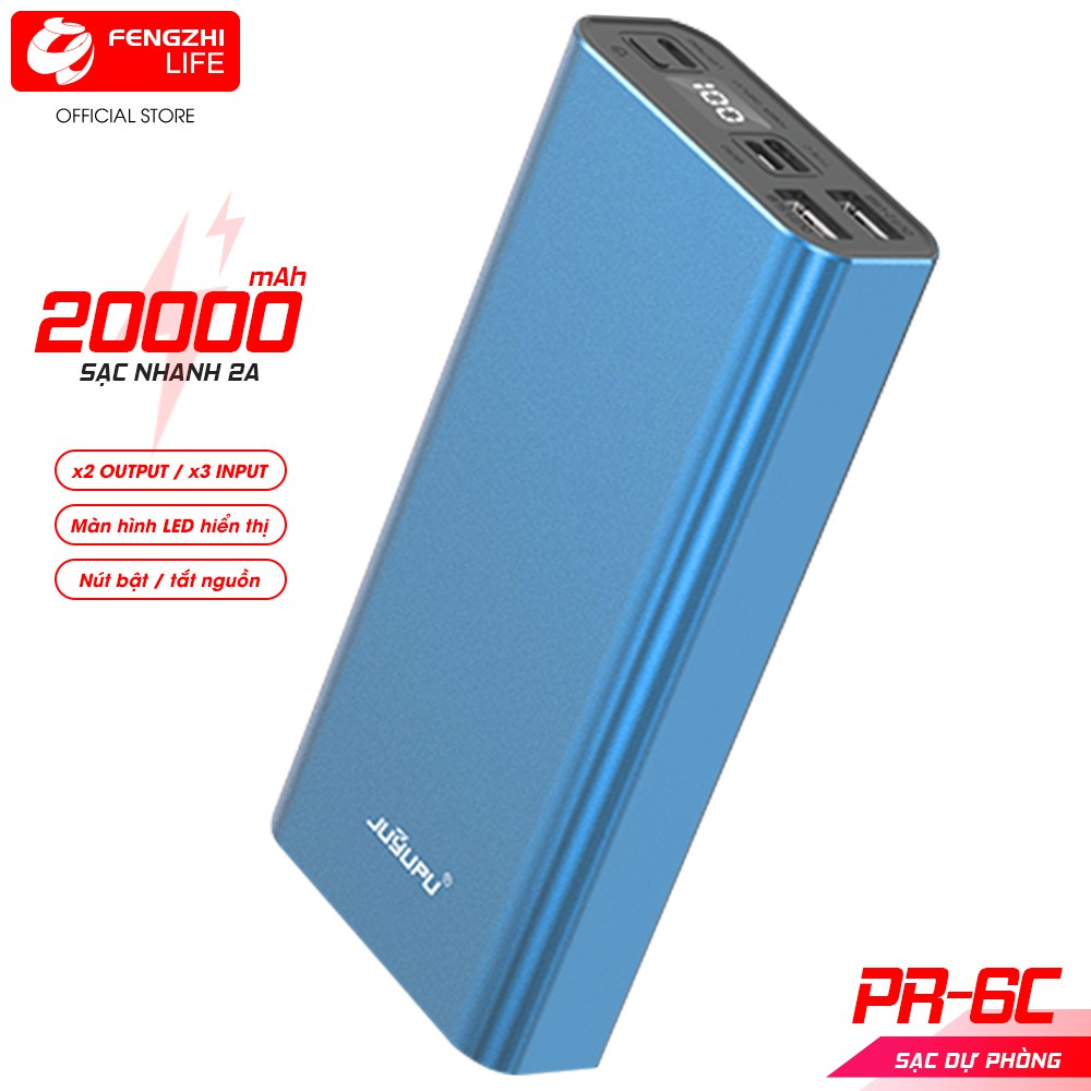 Sạc dự phòng FENGZHI PR6C 20000mAh màn hình chính hãng cho iPhone Samsung OPPO VIVO HUAWEI XIAOMI