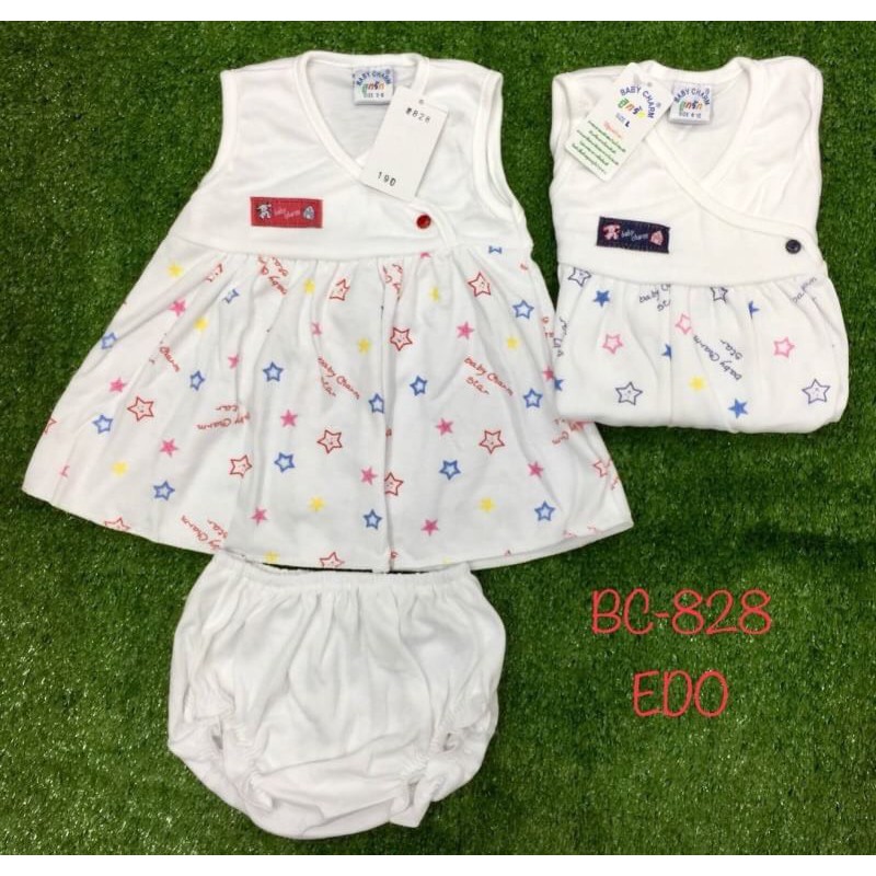 Áo đầm thun cotton cho bé từ 0 đến 12 tháng hàng Thailand BaBy Charm