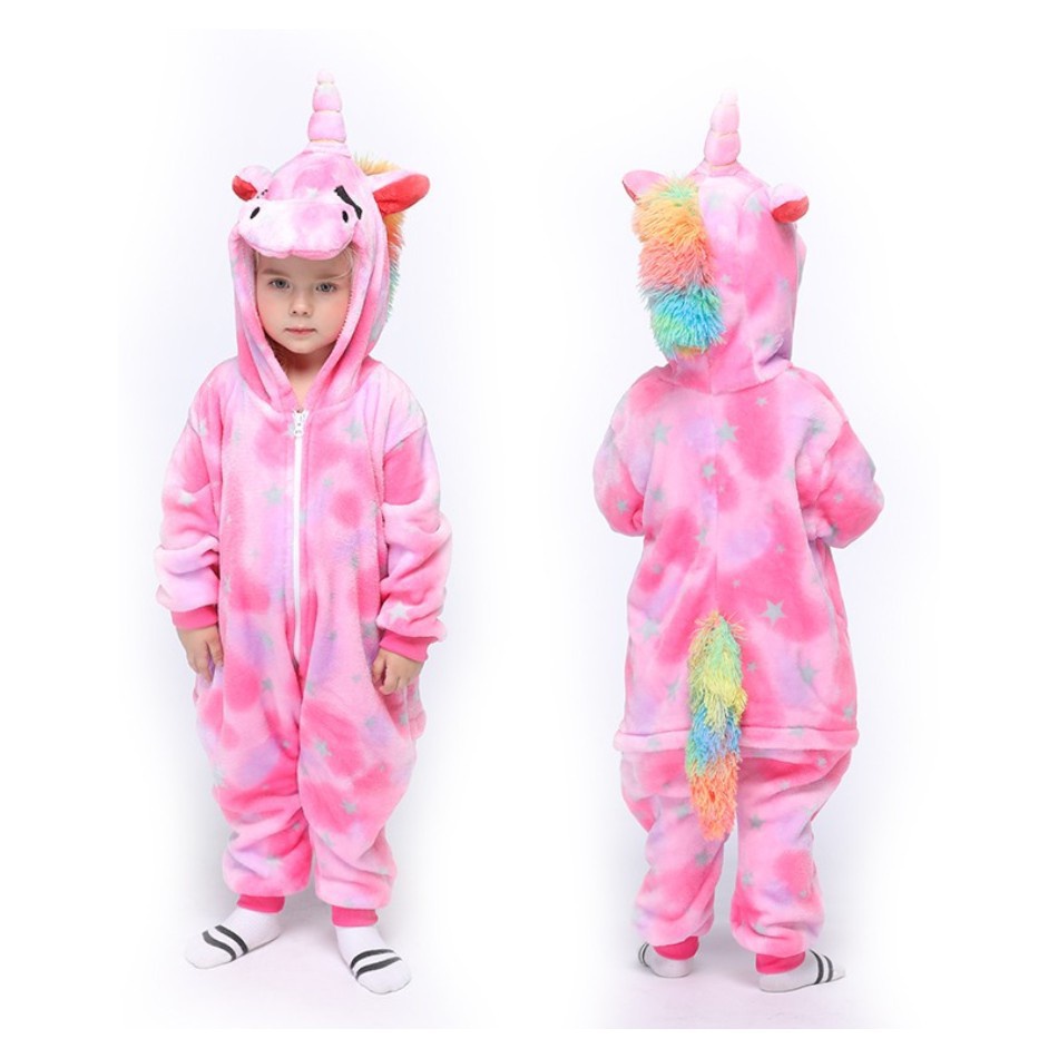 Đồ ngủ liền thân hình kỳ lân/ Stitch/ One Piece dễ thương cho bé