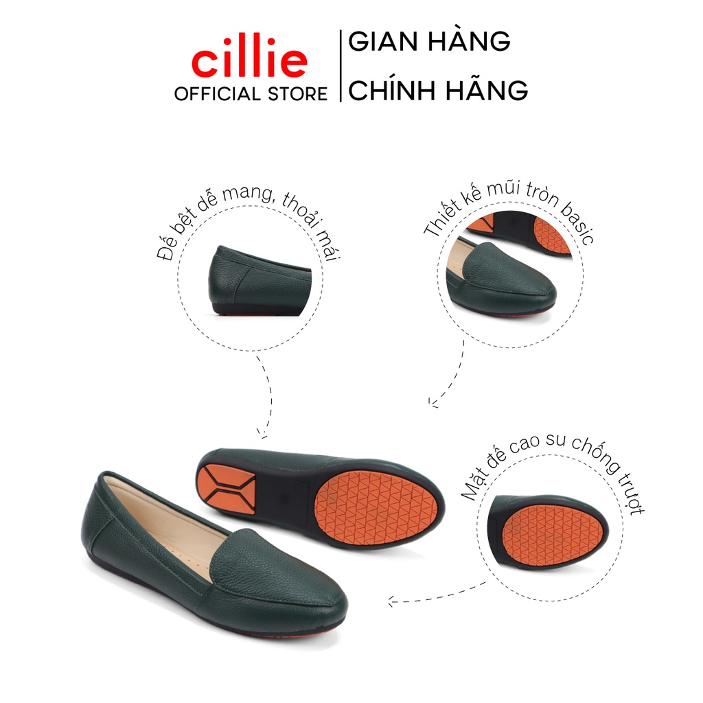 Giày búp bê nữ mũi trong basic da thật êm mềm đế bệt dễ mang đi học đi làm Cillie 1039