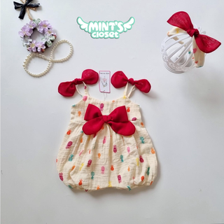 Bodychip 2 dây họa tiết phối nơ bé gái sơ sinh 1 2 tuổi MINTSCLOSET Mint's Closet - BS6086 - BS6081