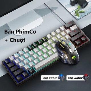 Bàn phím và chuột máy tính Leaven Bàn phím cơ red switch 61phím led rgb bàn phím máy tính