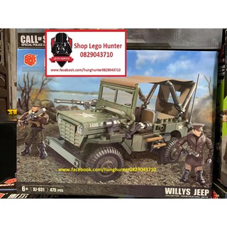 Non Mega Bloks World War II XJ 931 Willys Jeep bộ đồ chơi lắp ráp Xe Jeep của Mỹ 475 chi tiết