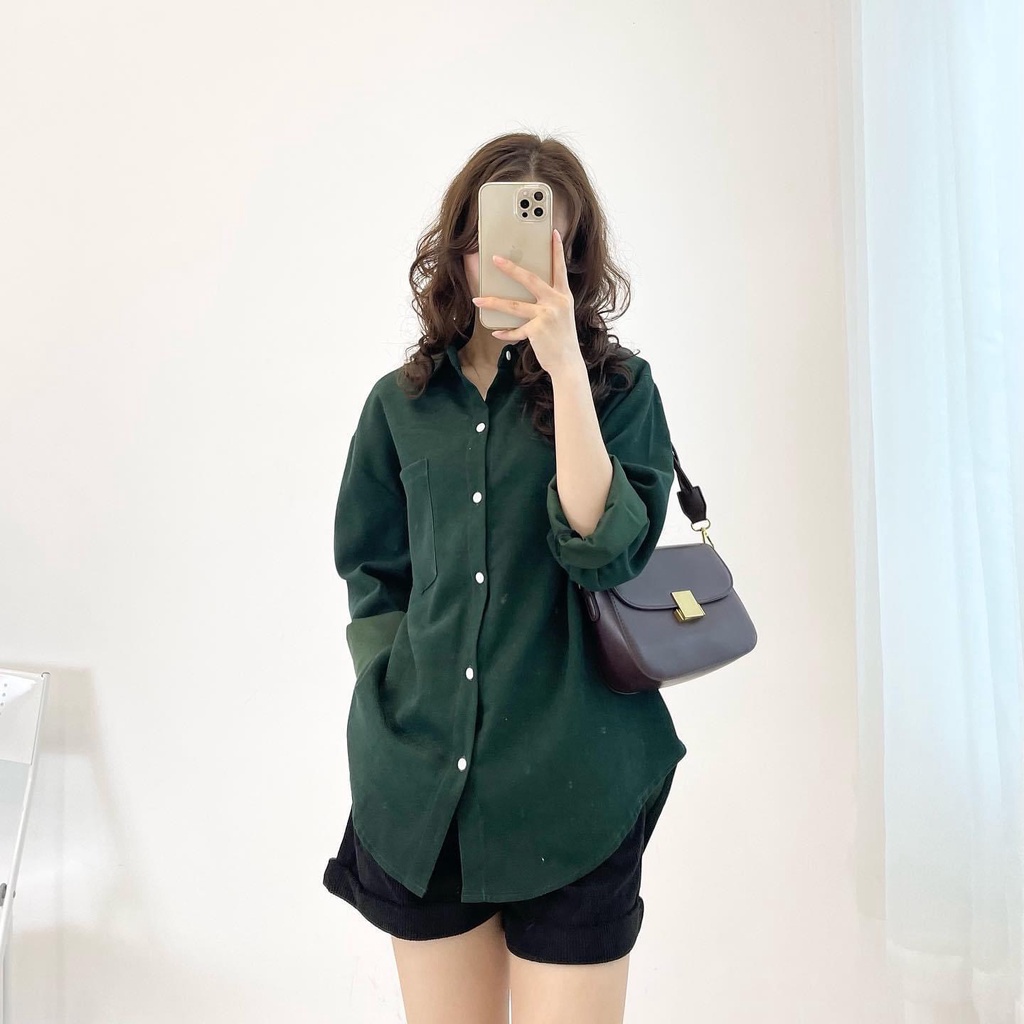 Áo sơ mi nhung tăm ulzzang dáng rộng phong cách hàn quốc Zinti Store SM05