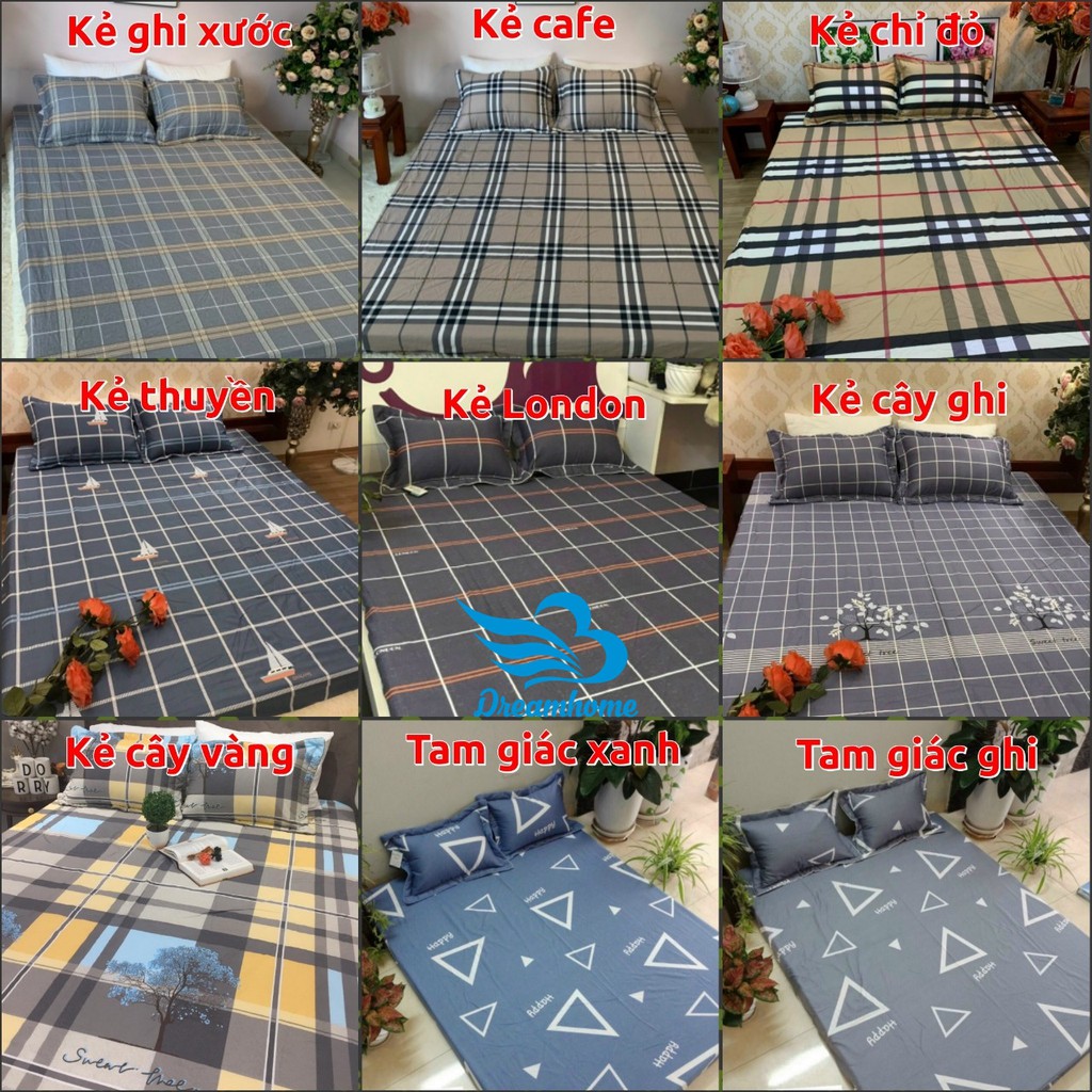 Ga giường và 2 vỏ gối cotton 100% đủ size nệm đơn 1m2, 1m4, 1m6, 1m8, 2mx2m2 đẹp, giá rẻ - Dreamhome