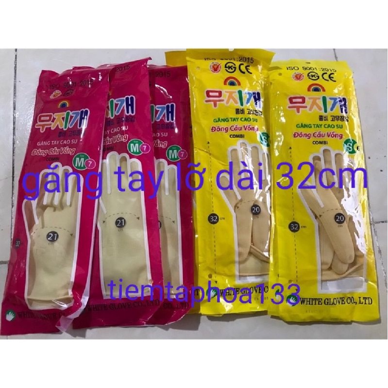 Găng tay cao su Đông Cầu Vòng size M, L, XL LOẠI DÀI bao tay rửa chén