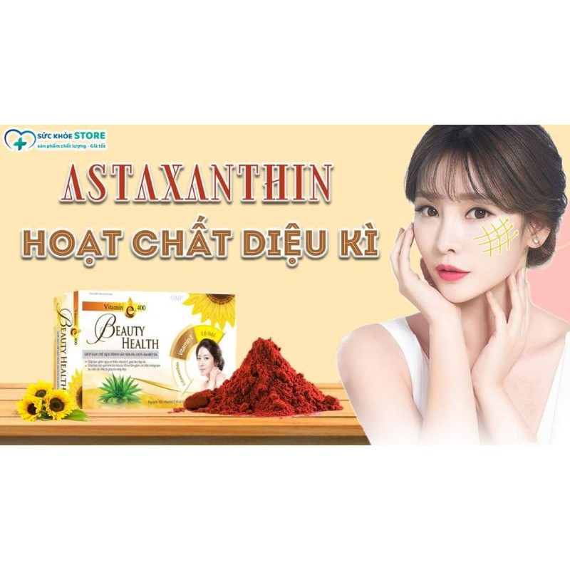 Viên Vitamin E 400IU Beauty Health (trị nám,trị mụn, hết thâm, liền sẹo, chống ô xy hoá da, chống lão hoá da