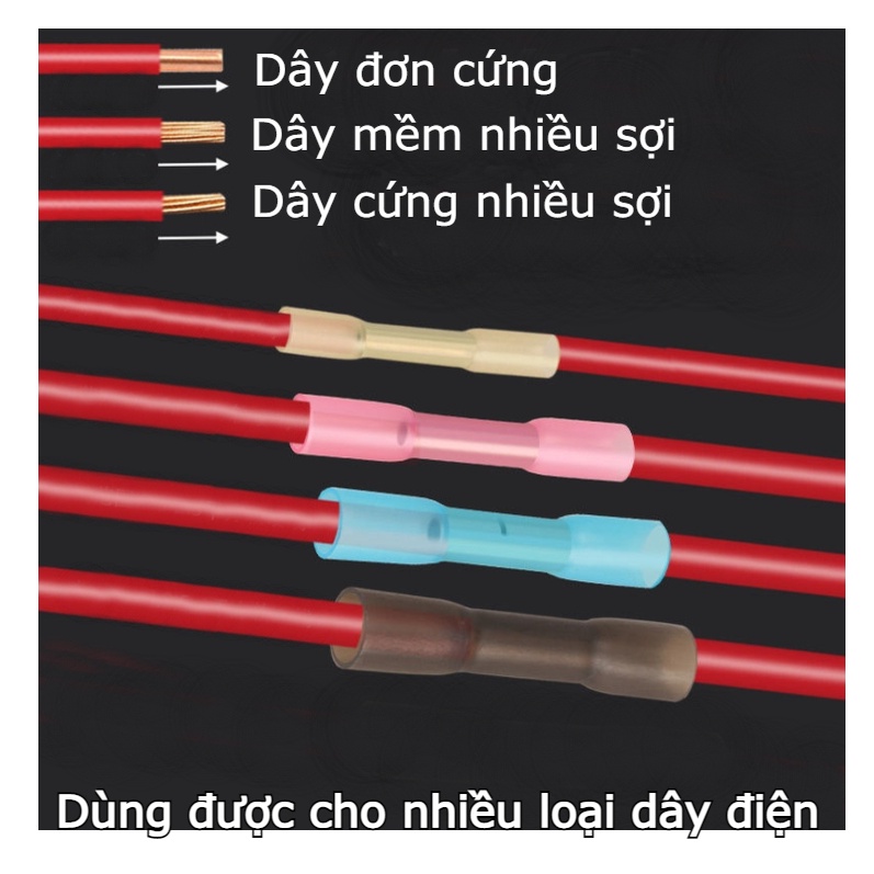 [combo 10c] Đầu cút nối dây điện co nhiệt, chống thấm nước BHT dùng cho dây 0.3-4.0mm2 dùng ngoài trời