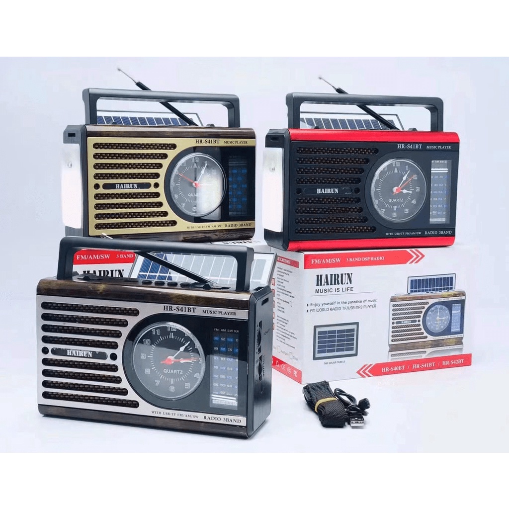 MT MAX Đài FM Bluetooth Sony HR-40BT Loa bluetooth kết hợp đài radio Tích hợp đồng hồ và đèn pin Phong cách cổ điển vint