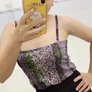 45k Áo 2 dây da rắn tím cotton co giãn