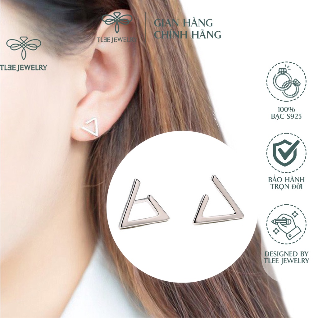 Khuyên tai bạc nữ Tlee basic tai tam giác mở basic cá tính NCJ B0140
