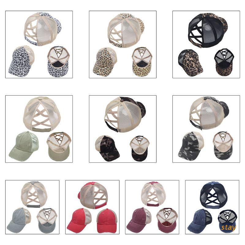 Mũ lưỡi trai phối lưới hở lưng in họa tiết da báo cá tính cho nữ