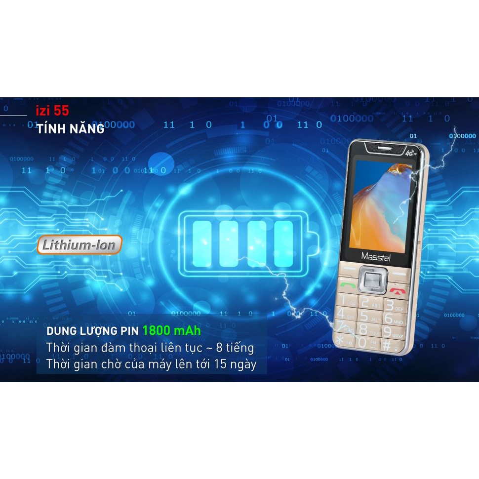 Điện thoại Masstel IZI 55 4G chắc chắn , Loa siêu to - Hàng chính hãng - Mới nguyên seal - Bảo hành 12 tháng