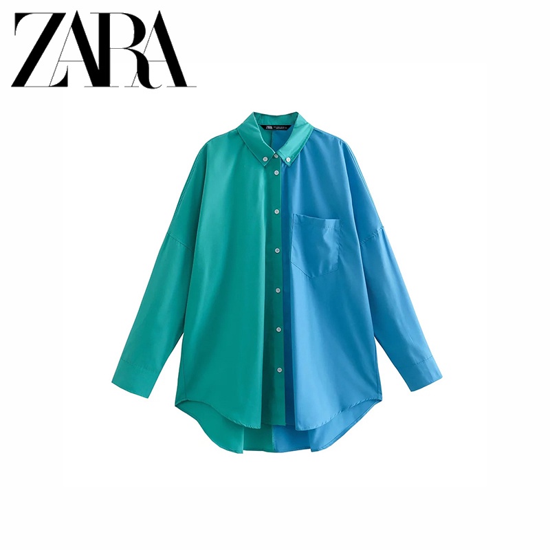 Zara Áo Sơ Mi Phối Màu Tương Phản Thời Trang Mùa Hè Cá Tính