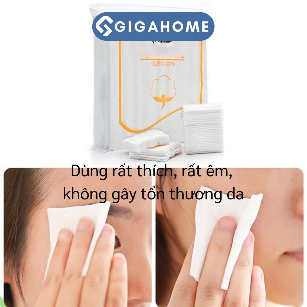 Bông Tẩy Trang 3 Lớp Bông Tự Nhiên GIGAHOME 222 Miếng Tiện Lợi 8385