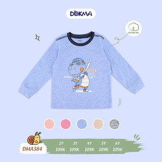 DMA384 Áo dài tay cổ tròn Dokma vải cotton dày vừa