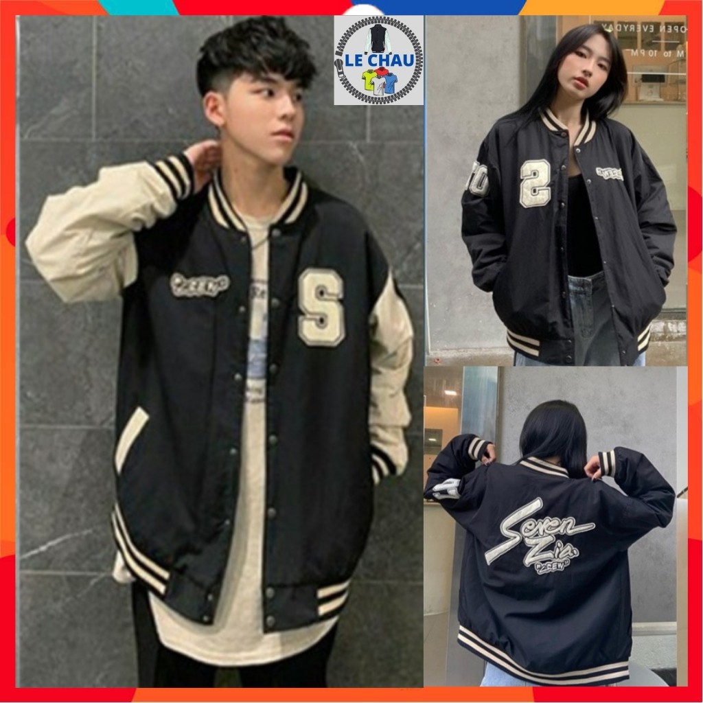 Áo khoác dù unisex form rộng áo bomber jackets nam nữ SEVEN LECHAU AKD28 áo khoác bóng chày street style 2 lớp dù rẻ đẹp