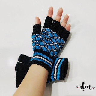 Bao Tay Cụt Ngón Len Nam Nữ Hở 5 Ngón Găng Tay Len Nữ Chống Nắng Giữ Ấm Tiện Lợi