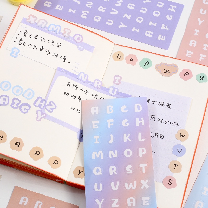 Miếng Dán Trang Trí Điện Thoại/ Sổ Tay Hình Chữ Cái Tiếng Anh Dễ Thương Phong Cách Hàn Quốc