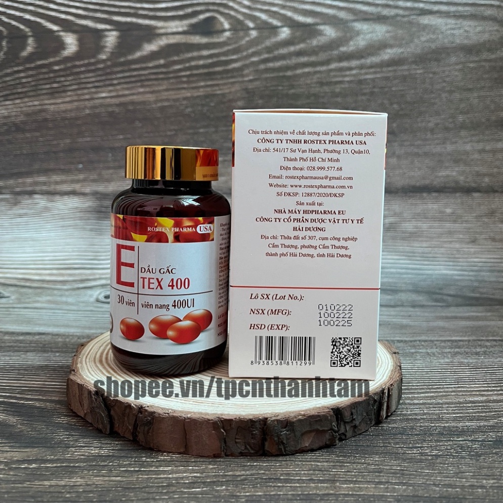 Viên uống đẹp da Vitamin e đỏ bổ sung dầu gấc,tinh dầu lô hội, làm sáng da, trắng da - Chai 30 viên
