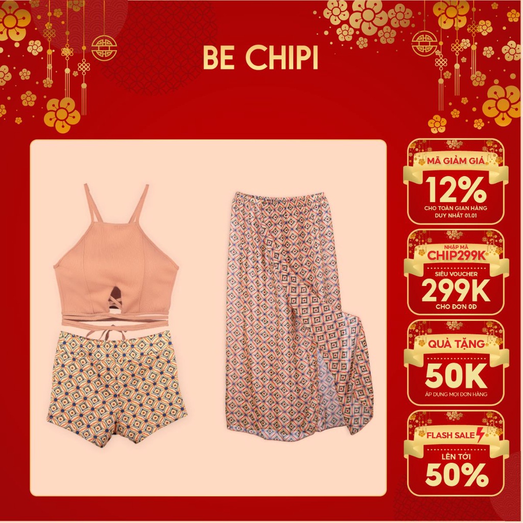 [Mã FARSBR223 giảm 10% tối đa 30K đơn 99K] Bikini đi biển BECHIPI hai mảnh tặng váy voan che khuyết điểm - DB4295