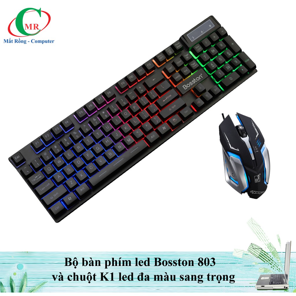 Bộ bàn phím Bosston 803 và chuột K1 led đa màu cực đẹp và sang trọng