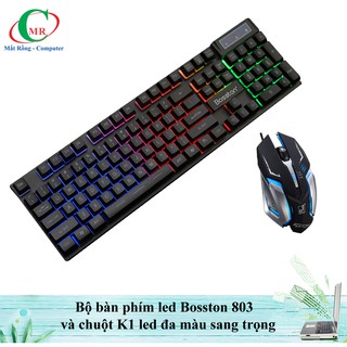 Bộ bàn phím Bosston 803 và chuột K1 led đa màu cực đẹp và sang trọng