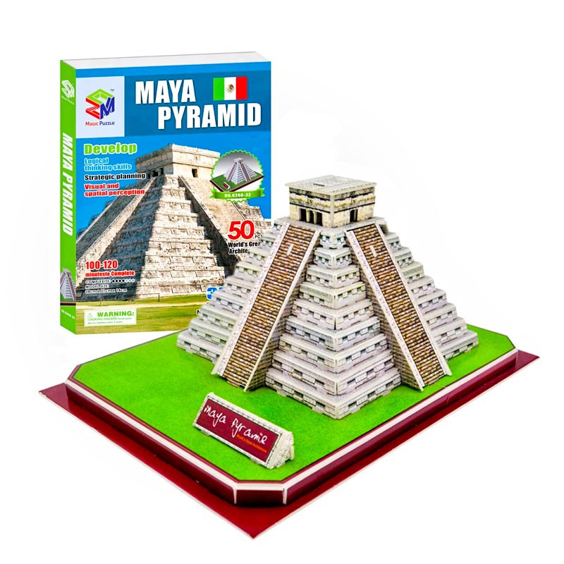 Mô Hình Giấy 3D Magic Puzzle: Kim Tự Tháp Của Người Maya G268-32 [50 Chi Tiết]