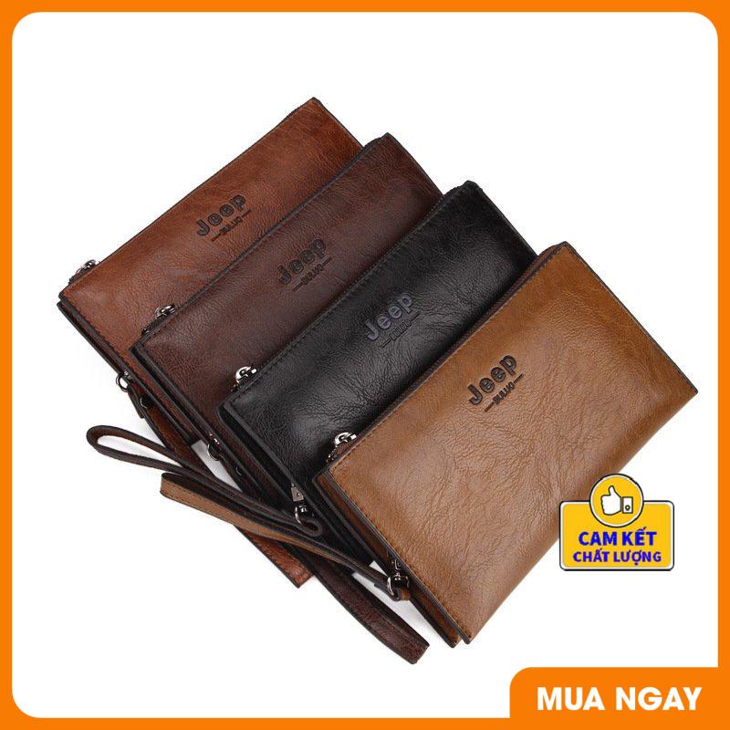 Ví Bóp Dài Da Mềm Đẹp Cầm Tay Nam Nữ Cao Cấp Kiểu Dáng BULUO 1 Ngăn Khóa Thành 2 Ngăn Lớn Kèm Dây Đeo Thời Trang ST955