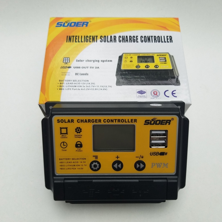 Bộ điều khiển sạc năng lượng mặt trời solar changer controller Suoer ST-S1230 30A 12V 24V