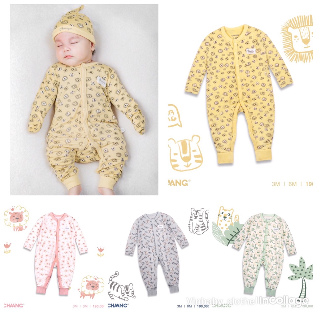 Chaang bộ body dài tay cúc giữa sơ sinh cho bé từ 0 tháng đến 6 tháng SS2022D09