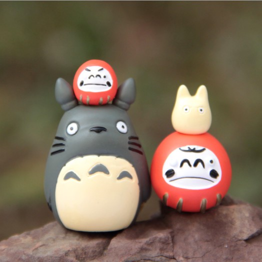 Mô hình Totoro và lật đật Daruma trang trí tiểu cảnh, móc khóa, DIY